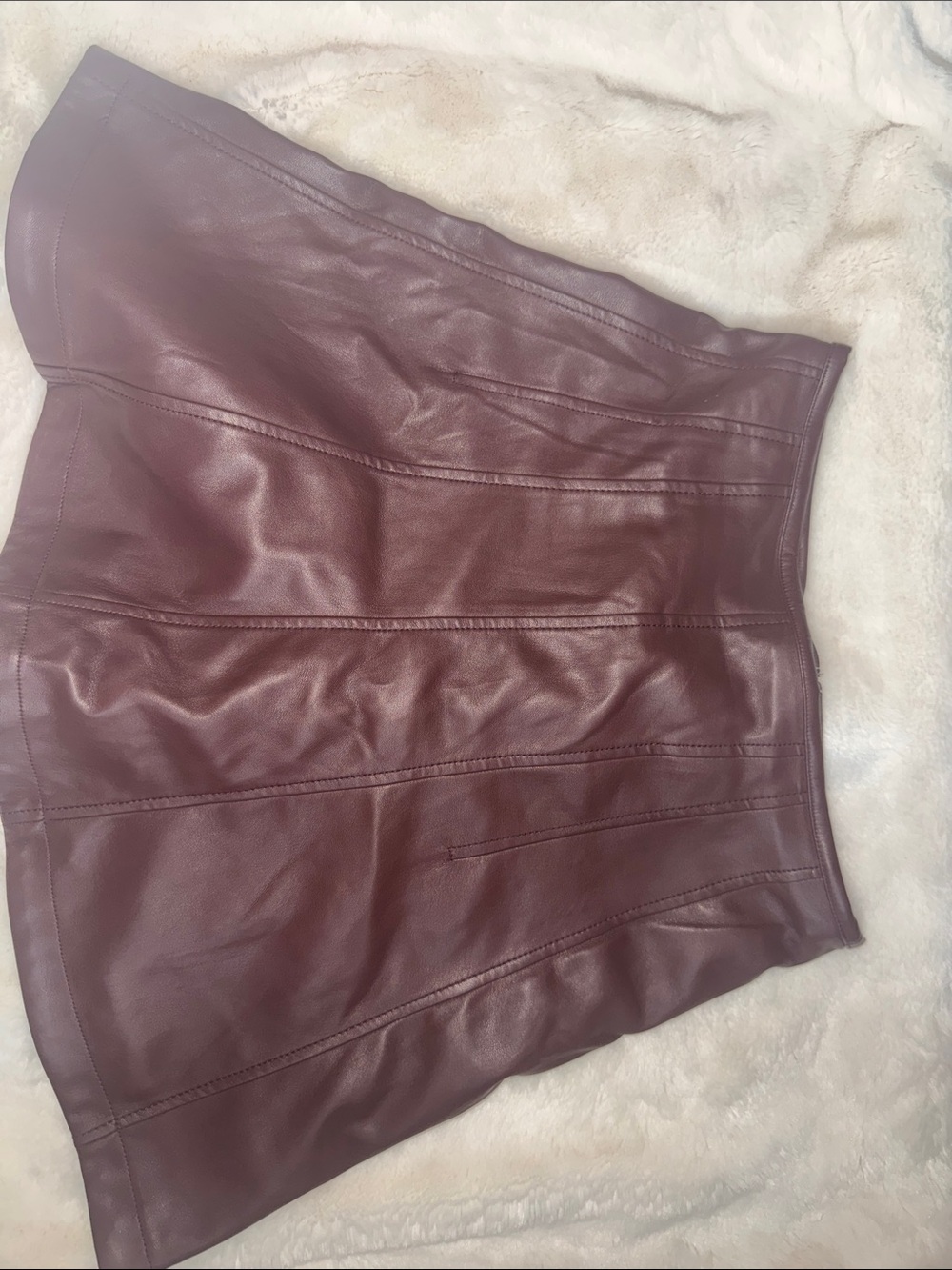 LOFT Faux Leather A-Line Skirt in Wine